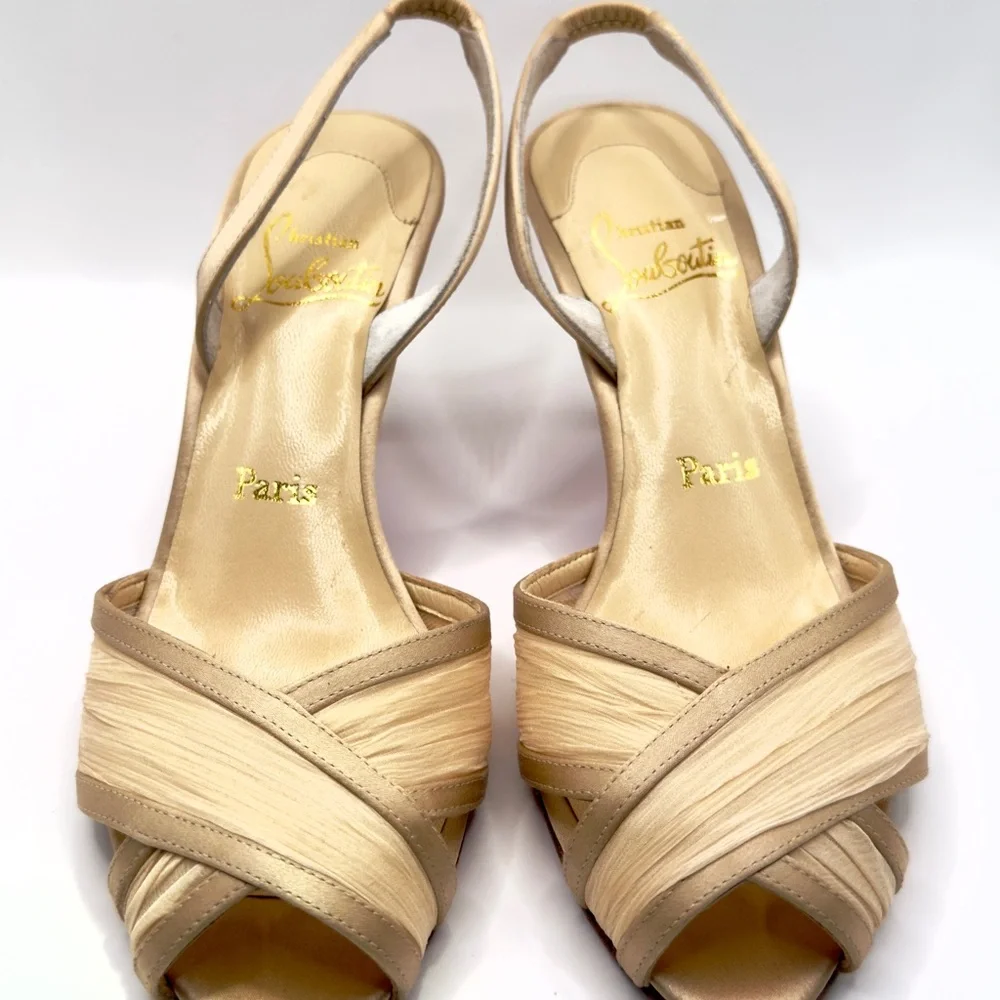 Christian Louboutin Cream Strappy Heels - Picture 6 of 7